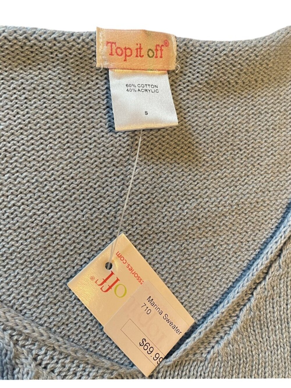 Top It Off “Nauti” Lightweight Marina Sweater Light Blue Sz Small Coastal Vibes - Picture 3 of 6